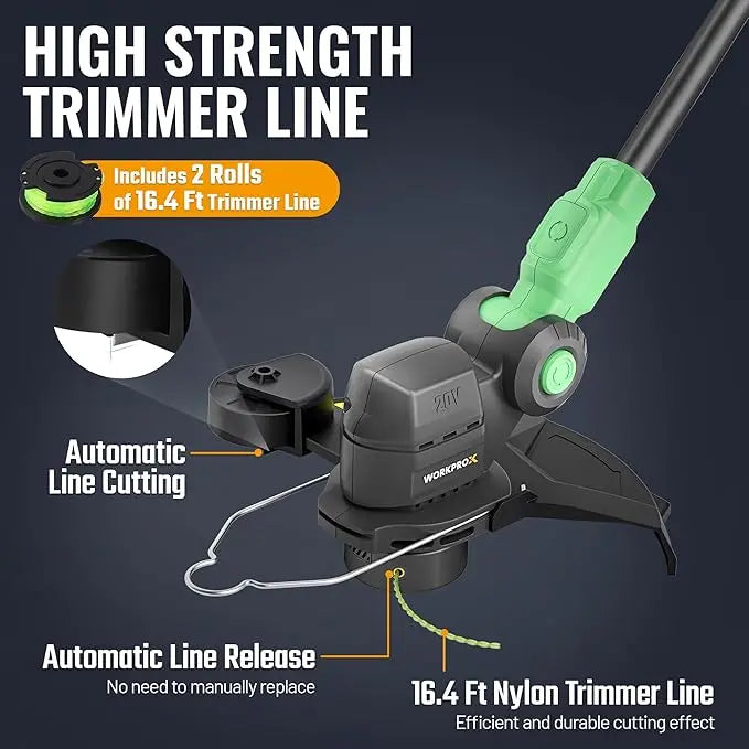 WORKPROX 20V 2-in-1 Cordless Lawn Edger & String Trimmer â€?Includes Two Replacement Spools