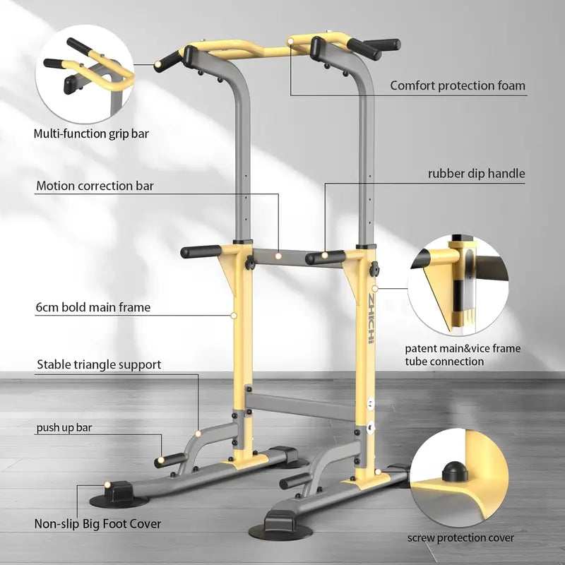 ZHICHI Pull-Up and Dip Station â€?Freestanding Multi-Grip Fitness Tower for Home Workouts