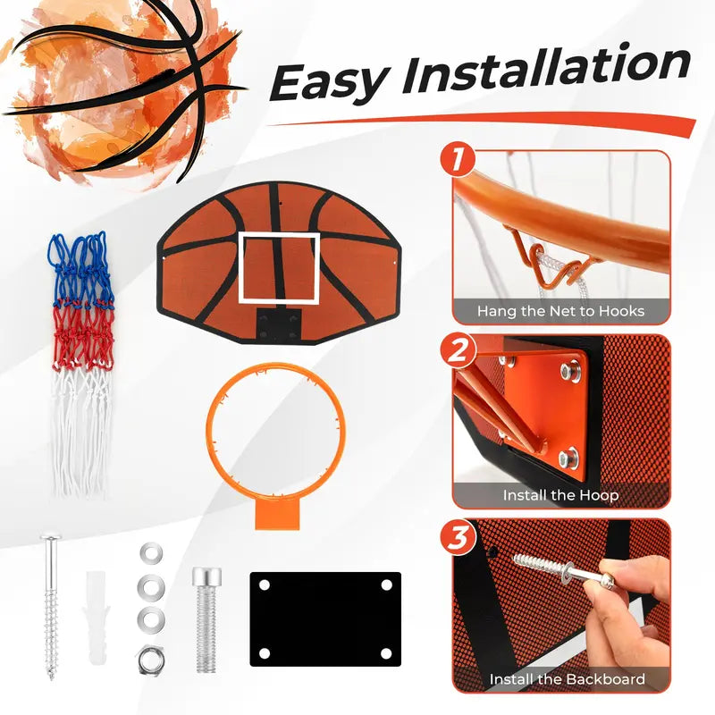 Wall-Mounted Basketball Hoop â€?26â€?x 17.5â€?Shatter-Proof Backboard for Indoor/Outdoor Use