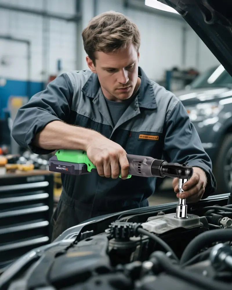 WORKPROX 20V Dual-Socket Cordless Ratchet Wrench Kit â€?1/2â€?& 3/8â€?Drive, 74 Ft-Lbs Torque, Includes Two Batteries