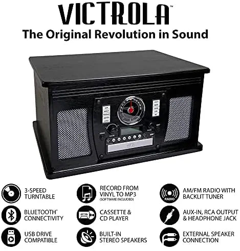 Victrola 8-in-1 Bluetooth Record Player â€?Turntable with Built-in Speakers & Wireless Streaming