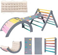 Yopnoyik 5-in-1 Montessori Foldable Wooden Climbing Set for Toddlers with Ramp and Arch Climber, Indoor Playground