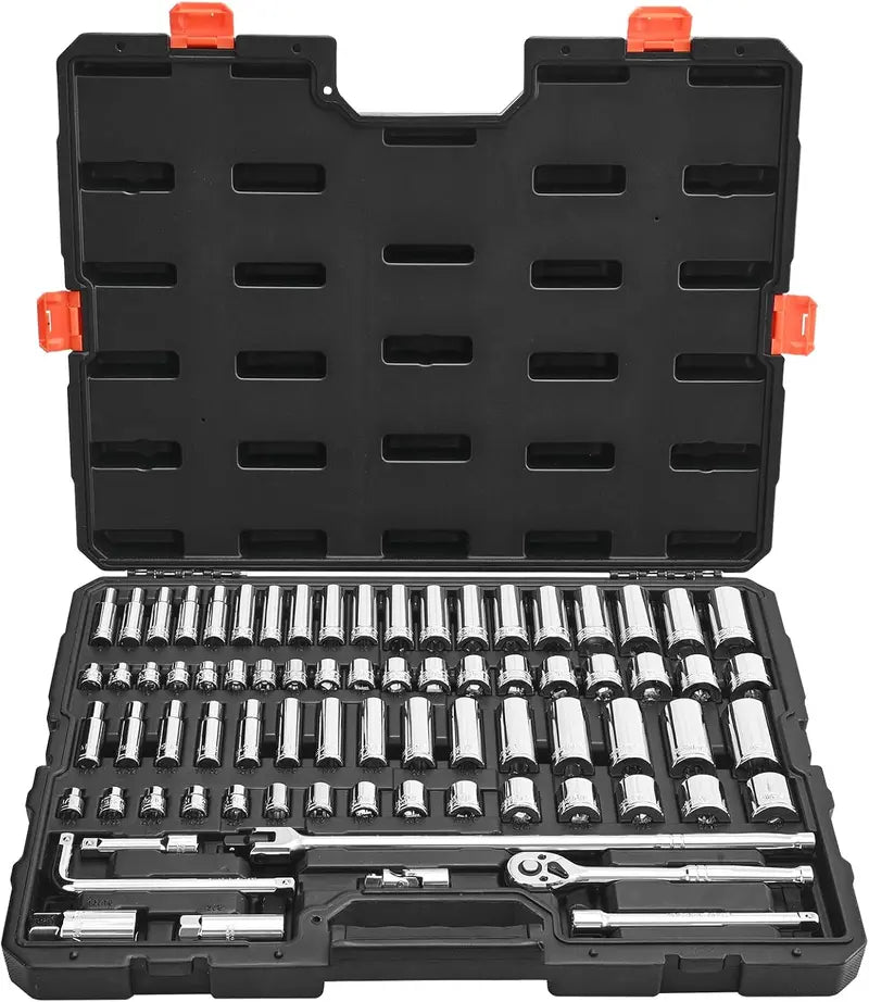 VEVOR Professional Mechanics Tool Set â€?Metric & Standard Socket Kit with Deep and Regular Sockets