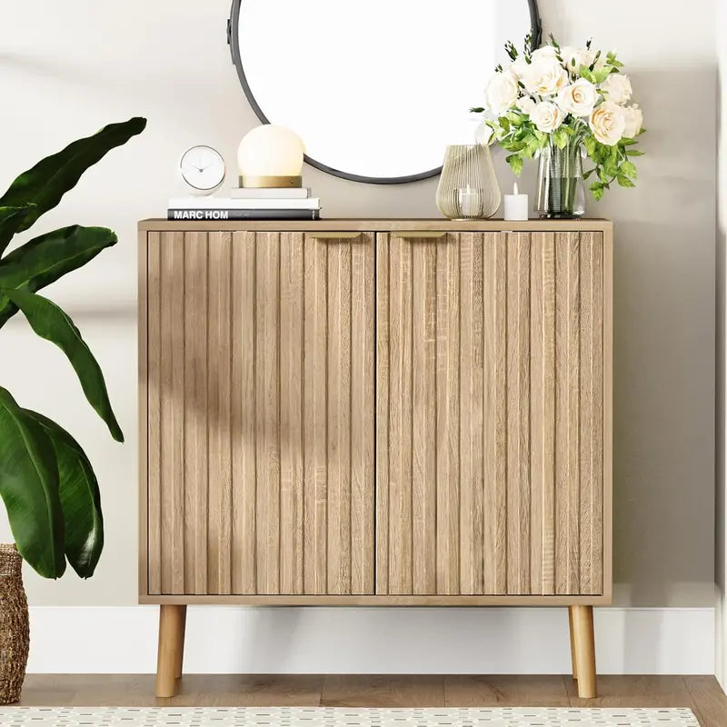 Versatile Free-Standing Wooden Cabinet â€?Sleek Black Storage Unit for Living Rooms, Bedrooms, or Entryways