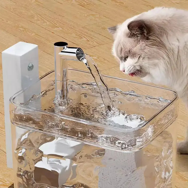 Wireless Rechargeable Cat Fountain â€?1.5L Motion-Activated Design with Quiet Pump & Filter for Small Pets