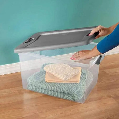 Sterilite 64-Quart Clear Storage Totes with Lids â€?Set of Six Durable Bins