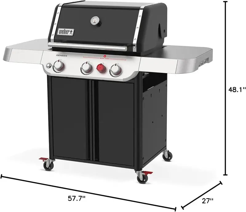 Weber Genesis E-325 Liquid Propane Grill â€?Sleek Black Finish, 3-Burner System, Premium Outdoor Cooking Performance