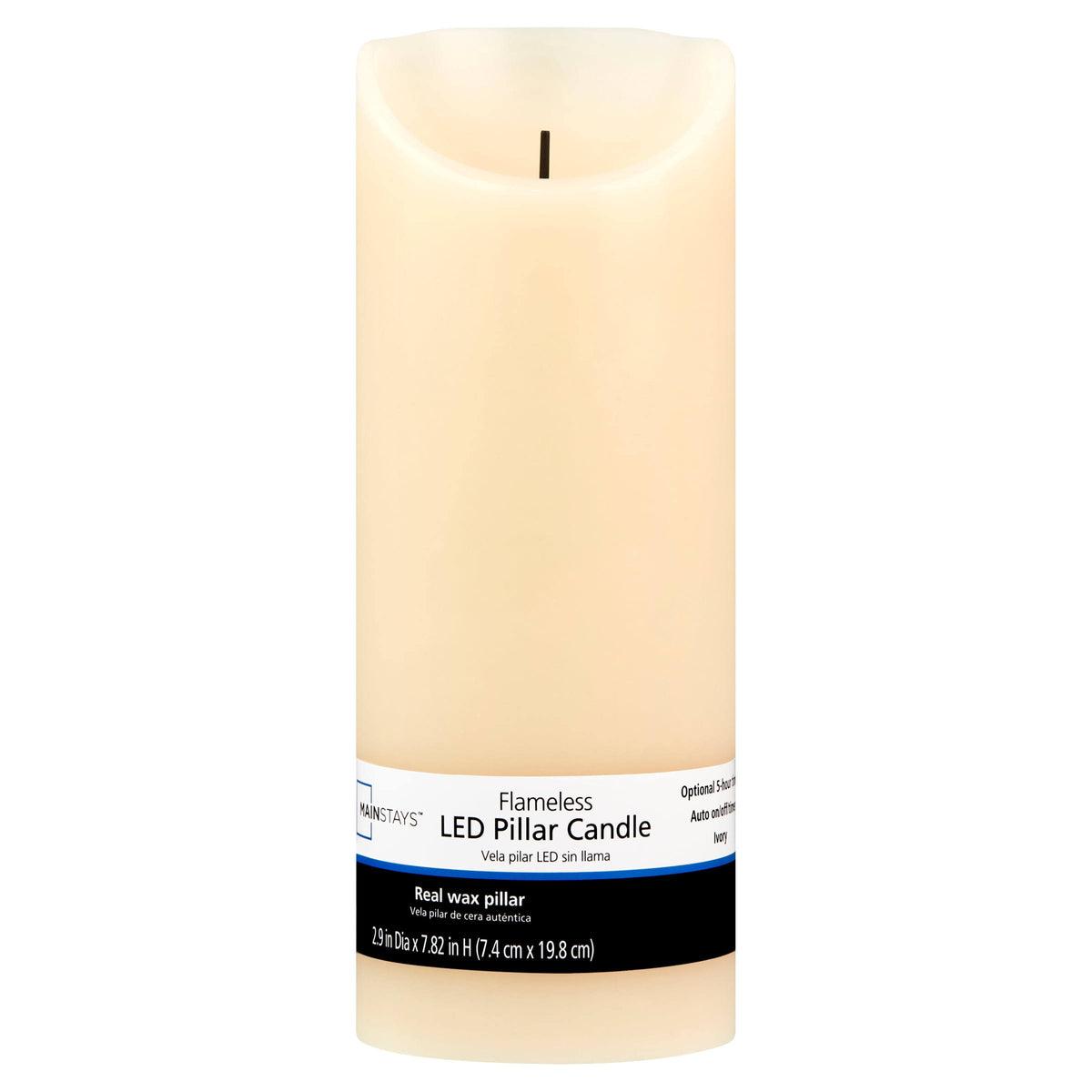 Mainstays Unscented Flameless LED Pillar Candle, Ivory, 3 x 8 in, Size: 3 inch x 8 inch