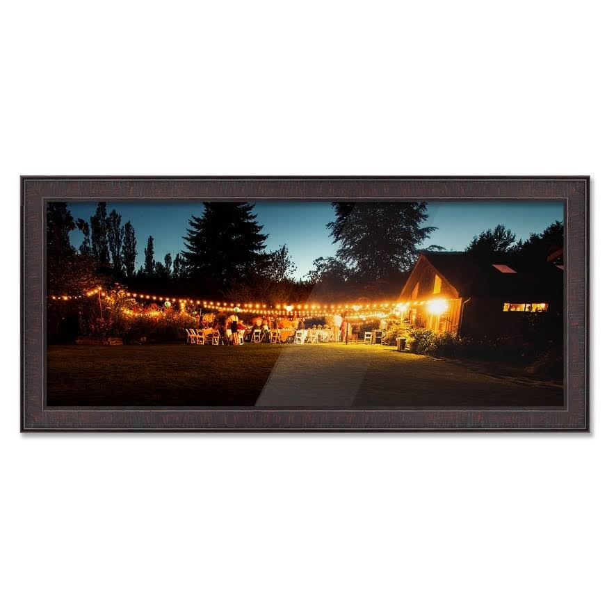 CustomPictureFrames.com 17x60 Stately Brown Wood Picture Frame - with Acrylic Front and Foam Board Backing