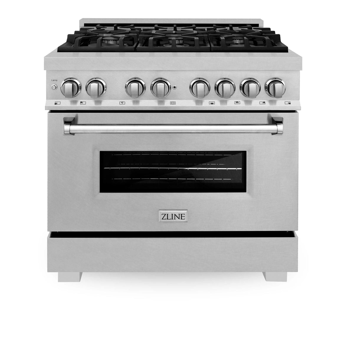 ZLINE 36" Professional Dual Fuel Range in DuraSnow Stainless (RAS-SN-36)