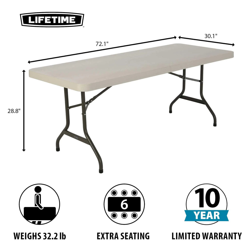 Lifetime 6 Ft. Commercial Plastic Folding Banquet Tables 4 Pack (White Granite)