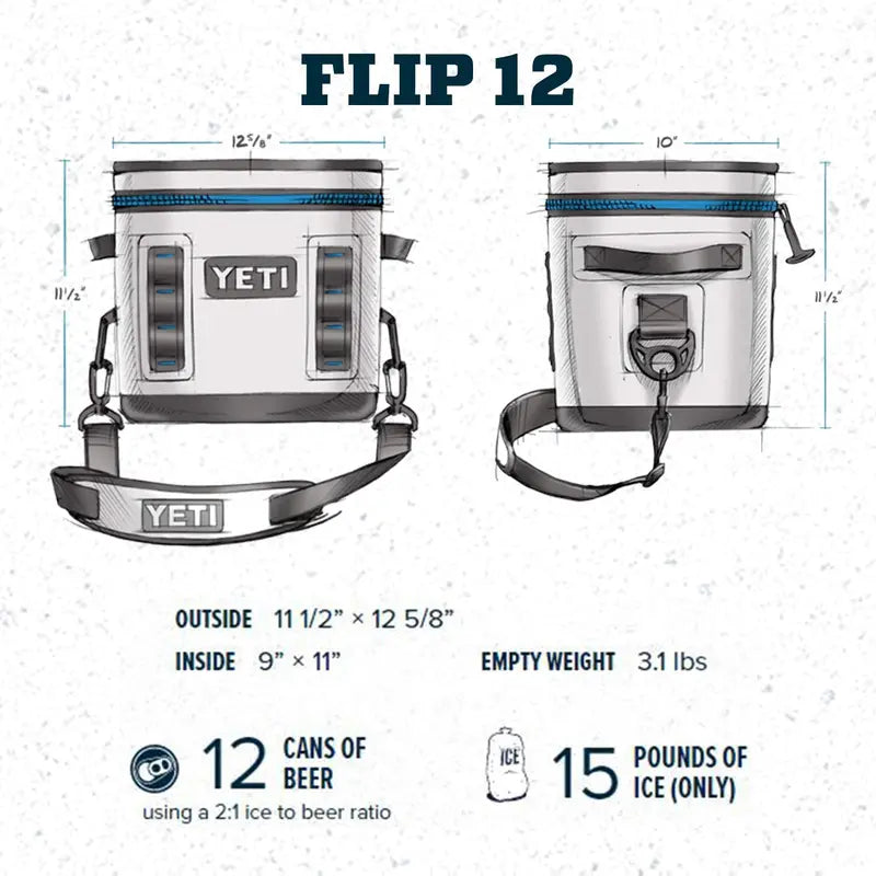 YETI Hopper Flip 12 Soft Cooler, Leakproof, ColdCell Insulation, Aquifer Blue, Portable Outdoor Use