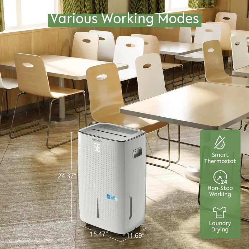 Waykar 2,000 Sq. Ft. Dehumidifier â€?Auto/Manual Drain Options, 0.66-Gallon Tank, Compact Design for Home & Basement Use