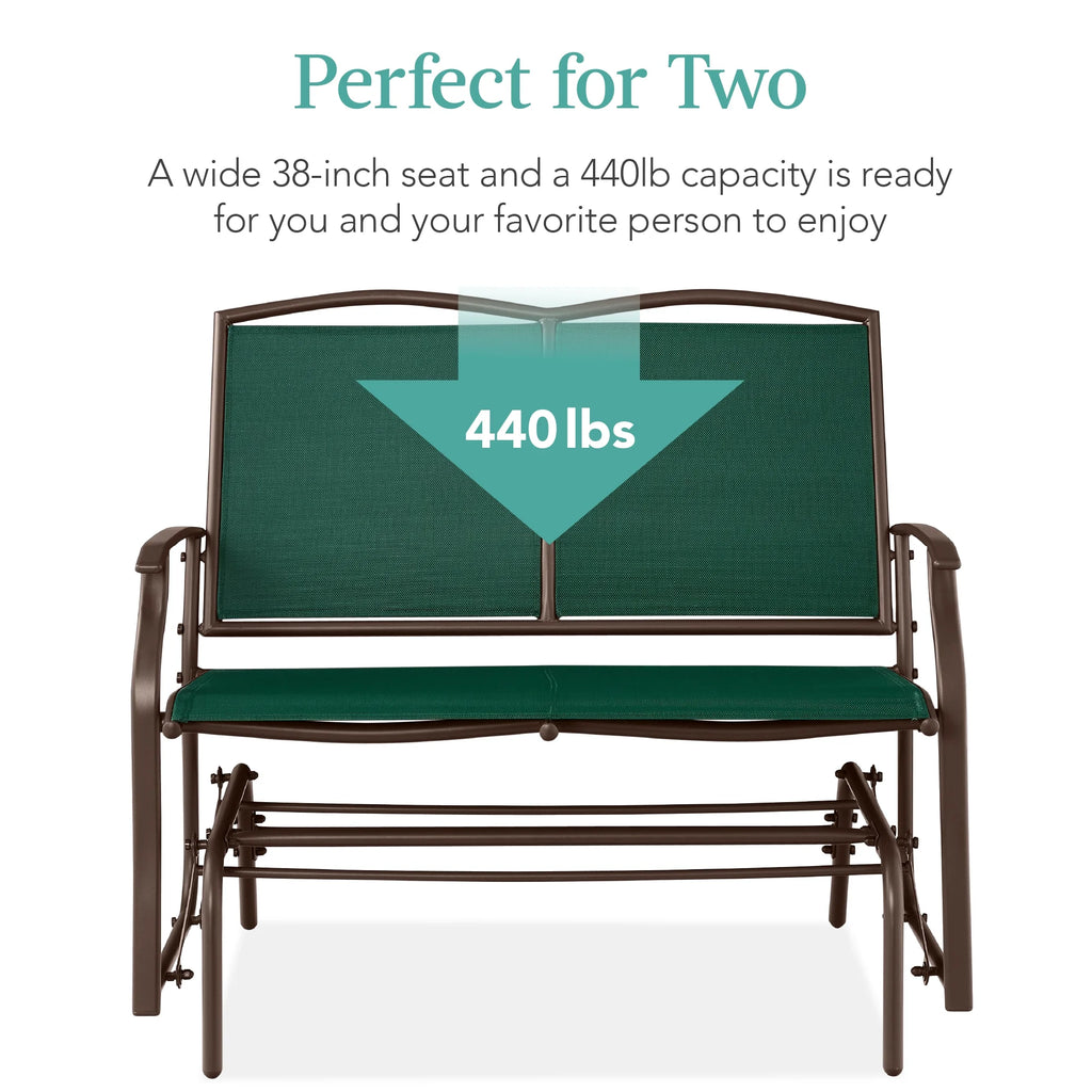Best Choice Products 2 - Person Outdoor Swing Glider, Steel Patio Loveseat, Bench Rocker W/ Armrests - Gray