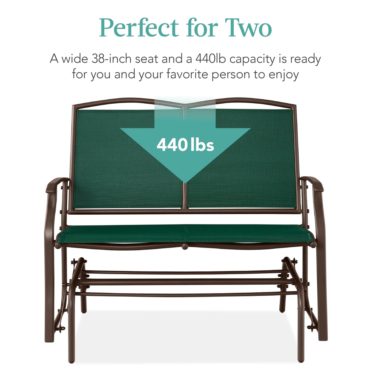 Best Choice Products 2 - Person Outdoor Swing Glider, Steel Patio Loveseat, Bench Rocker W/ Armrests - Gray