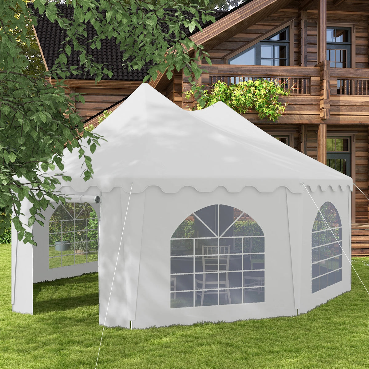 Outsunny 22.3' x 16.4' White Event Outdoor Canopies, Portable