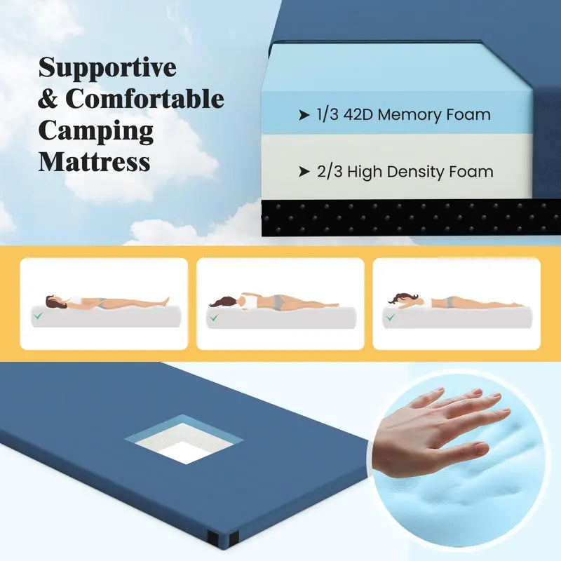 Twin-Size Memory Foam Sleeping Pad â€?Portable Camping Mattress with Non-Slip Bottom (74â€?x 38â€?