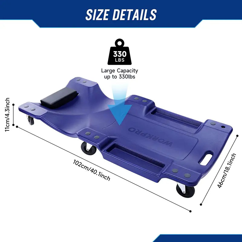 WORKPRO 40-Inch Mechanic's Creeper â€?Padded Headrest, 330-LB Capacity, 6-Wheel Mobility