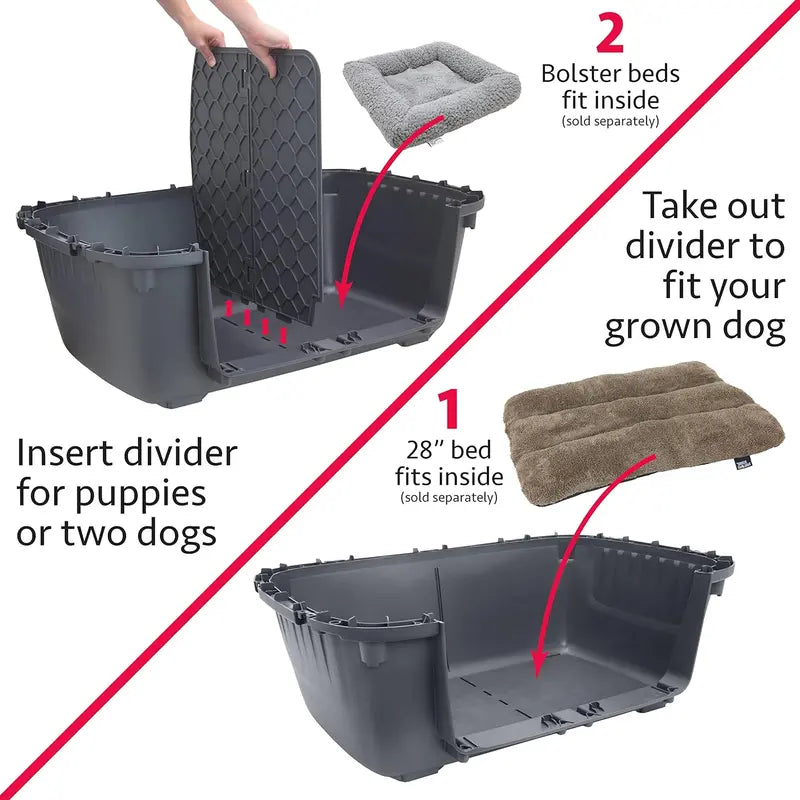 SportPet Designs Rolling Travel Dog Crate â€?Airline-Approved Plastic Kennel with Wire Door, XXX-Large Size, Gray
