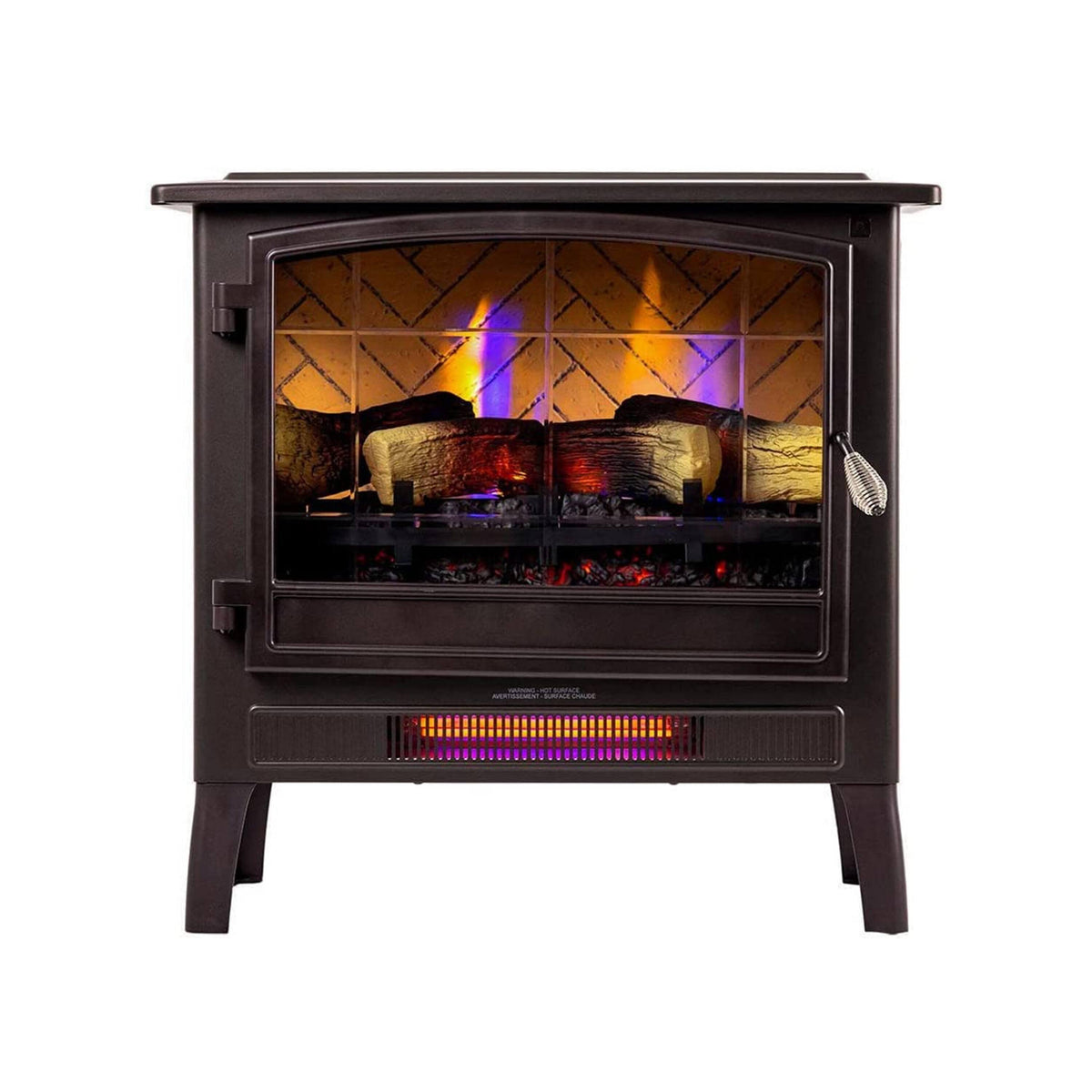 Country Living Infrared Freestanding Electric Fireplace Stove | Electric Indoor Room Heater with Remote, Multiple Flame Colors in Bronze