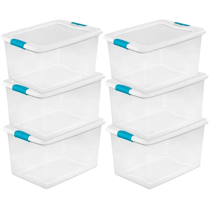 Sterilite 64-Quart Clear Storage Totes with Lids â€?Set of Six Durable Bins