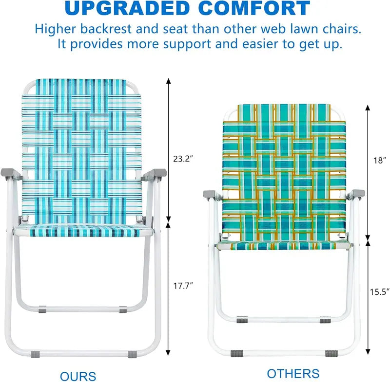 VINGLI 2-Piece Outdoor Folding Chair Set â€?Webbed Patio Lawn Chairs for Beach, Camping, or Backyard Use