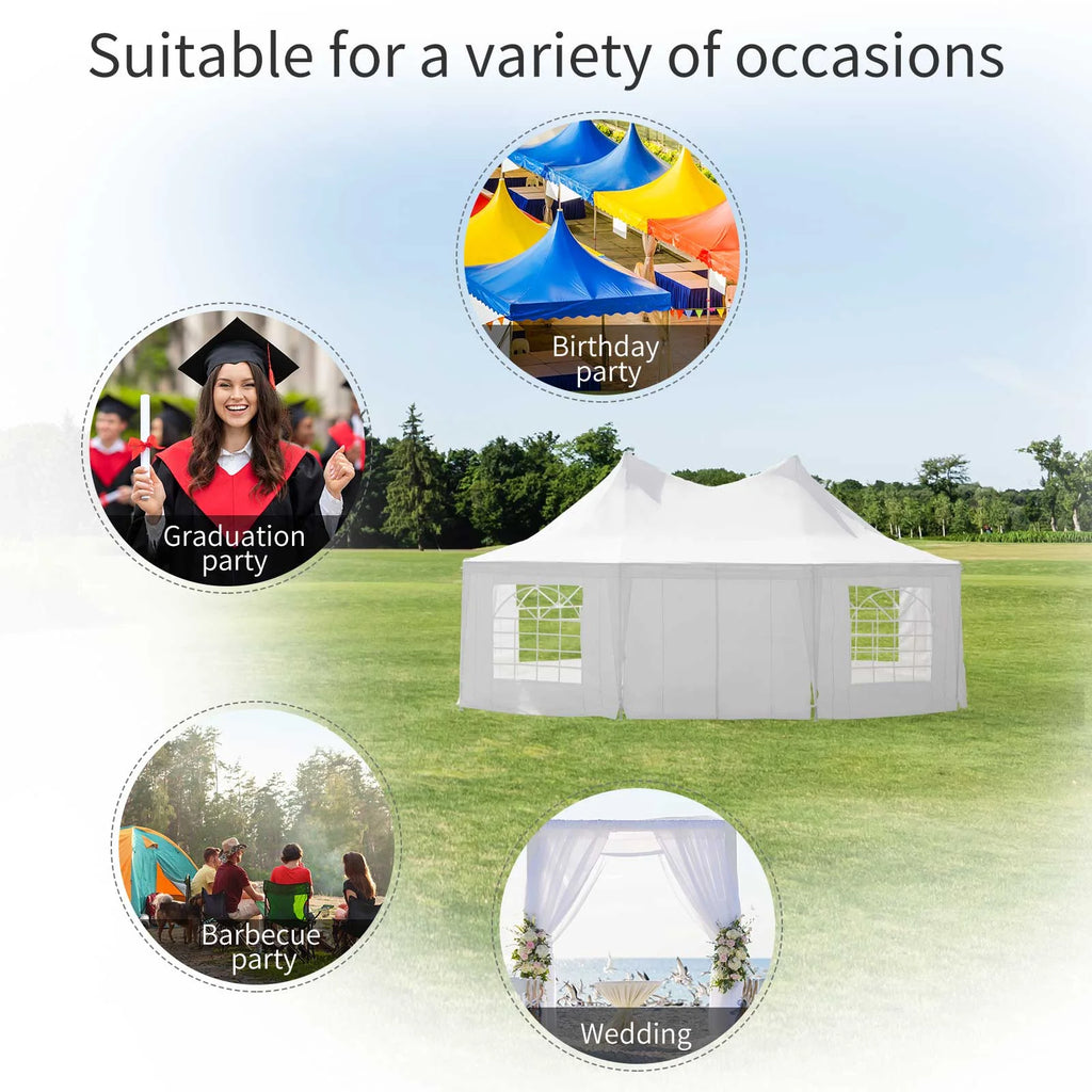 Outsunny 22.3' x 16.4' White Event Outdoor Canopies, Portable