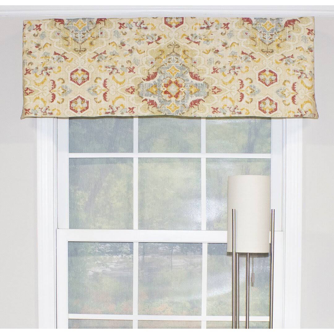 Balmer Watercolor Tailored 50" Window Valance Bungalow Rose Color: Multi