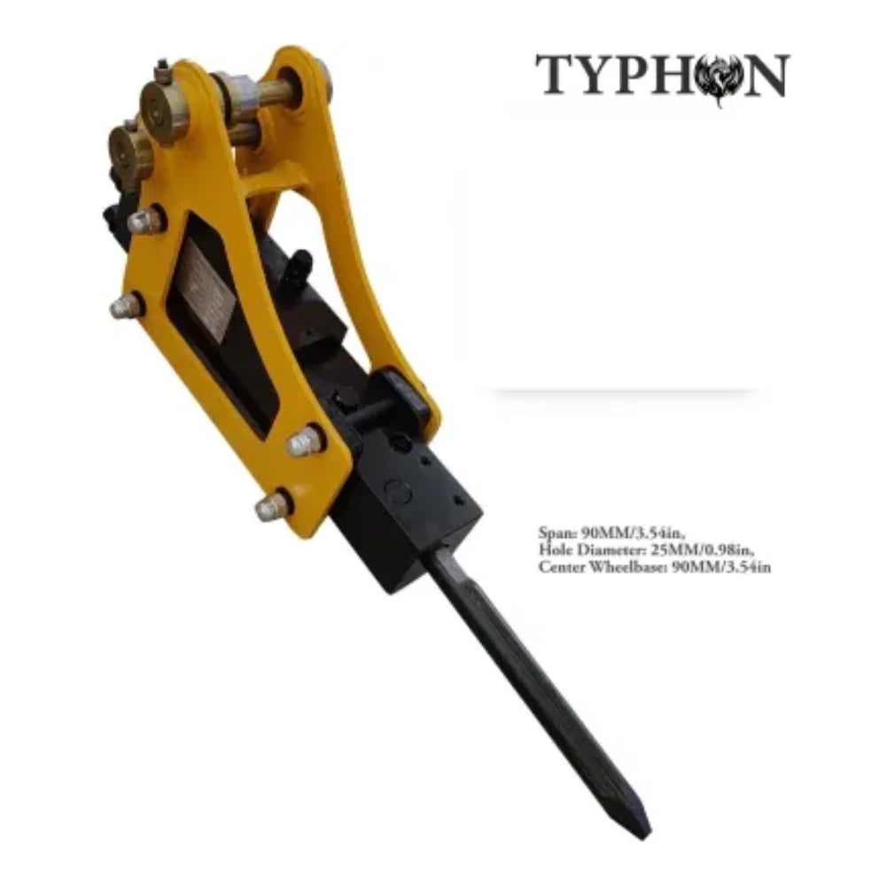 TYPHON 10 - in - 1 Mini Excavator Attachment Bundle - Quick Coupler, Buckets, Rake, Ripper, Auger, Grapple, Tilt Bucket & Hydraulic Hammer - Fits 0.6 - 2 Ton Excavators, Heavy - Duty Tools Kit