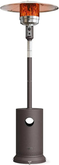 Stainless Steel Patio Heater with Table Design, 50,000 BTU, Safety System, Wheels, for Home & Commercial Use