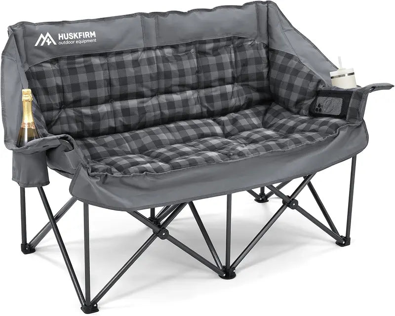 Upholstered Heavy-Duty Camping Loveseat â€?Extra-Large Foldable Outdoor Sofa for Two Adults