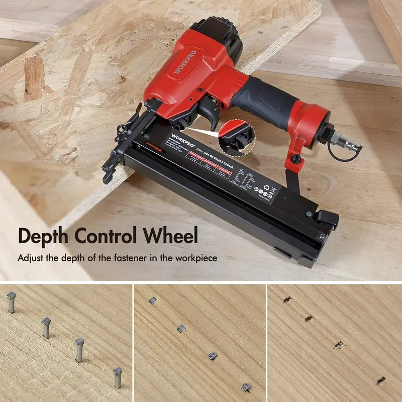 WORKPRO Dual-Function Pneumatic Brad Nailer â€?Includes 400 Brads & 300 Staples