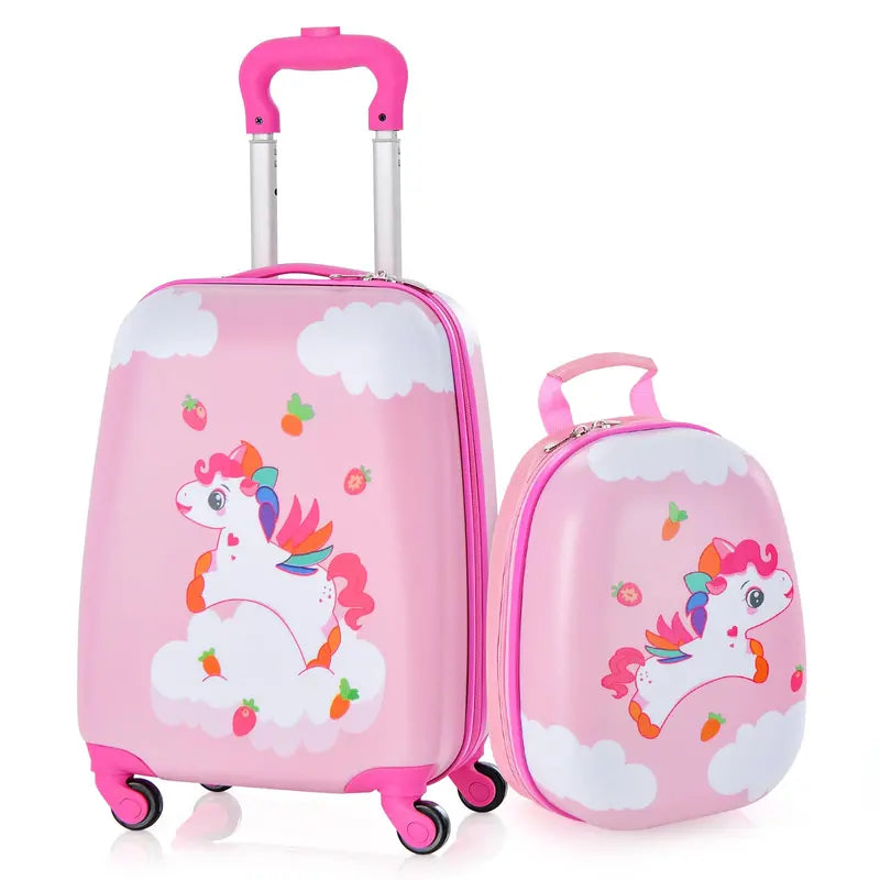 Two-Piece Kids Luggage Set: 12â€?+ 16â€?Lightweight Spinner Suitcases