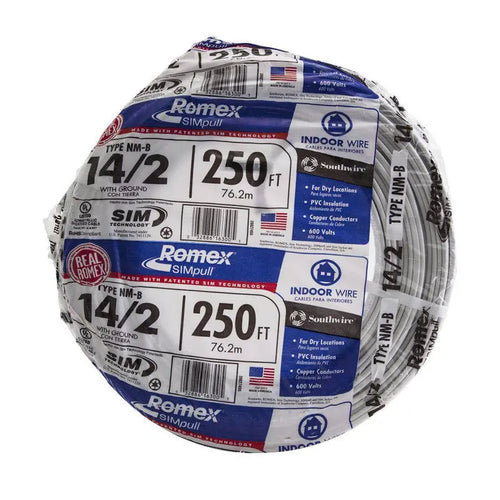 Southwire 250-Foot Roll of 14/2 Solid Romex NM-B Wire with SIMpull Technology