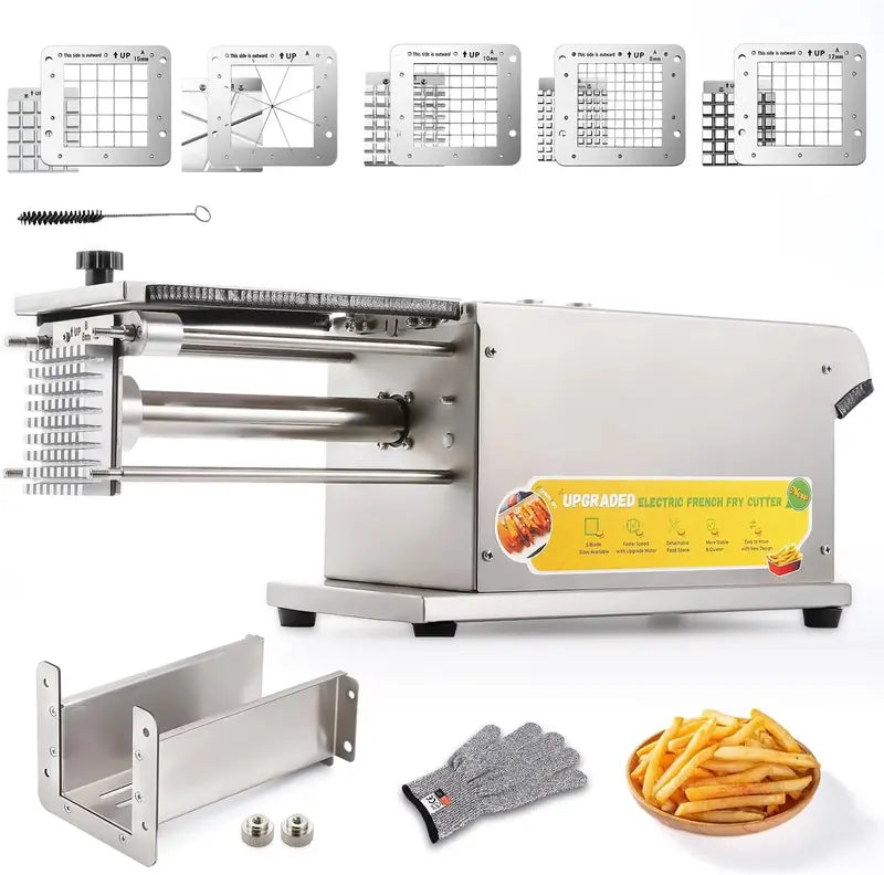 Stainless Steel Electric French Fry Cutter with 5-Blade System â€?Commercial-Grade Potato and Sweet Potato Slicer