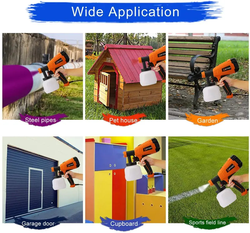 YATTICH 700W HVLP Paint Sprayer YT-201, 3 Patterns, 5 Nozzle Sizes, Detachable Design