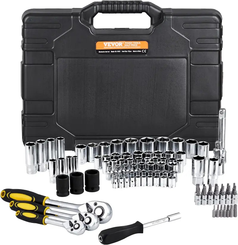 VEVOR Professional Mechanics Tool Set â€?Metric & Standard Socket Kit with Deep and Regular Sockets