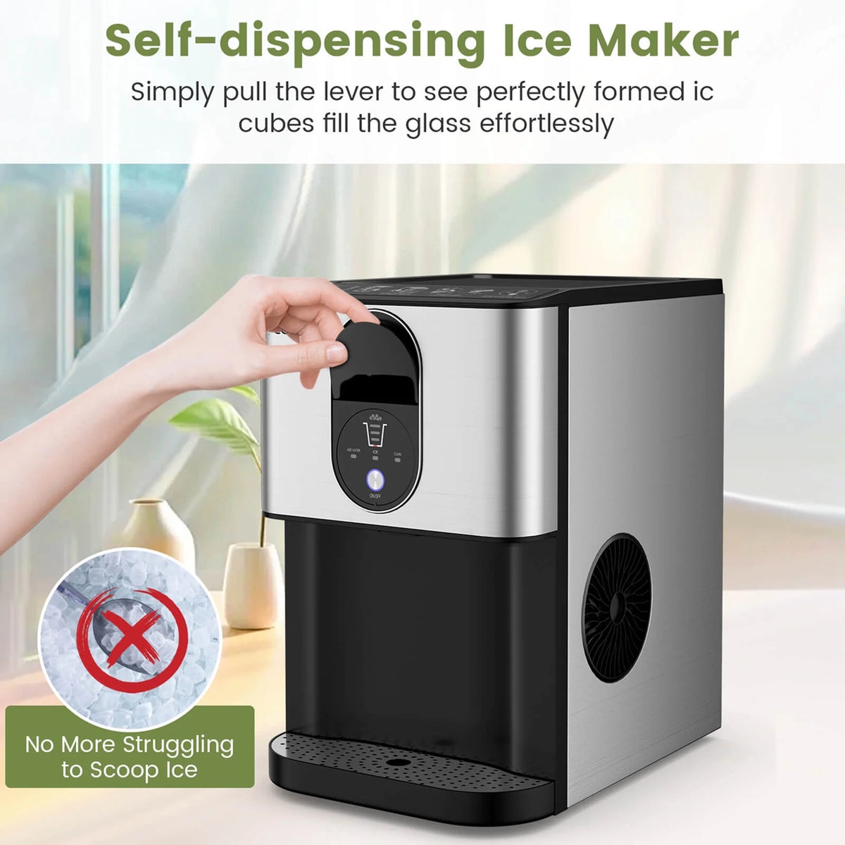 Costway 56 lb/24 H Pepple Chewable Countertop Ice Maker with Self - Cleaning System