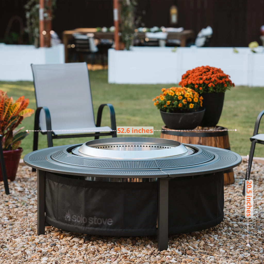Solo Stove Fire Pit Surround Tabletop, Small | Elevation for Ranger and Bonfire Wood Burning Outdoor Fire Pit, Powder - Coated Steel/ UV - Resistant Outdoor Fabric, Dimensions (Hxdia): 20 x 42 in, Black