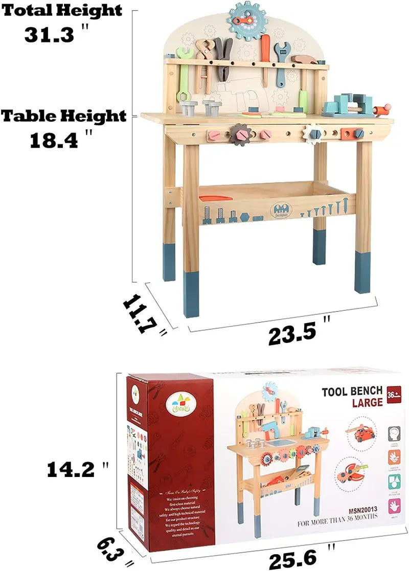 Wooden Kids' Tool Workbench â€?Hands-On Construction Play Table with Integrated Tool Set