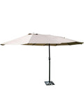 Costway 15' Market Outdoor Umbrella Double-Sided Twin Patio Umbrella with Crank Beige