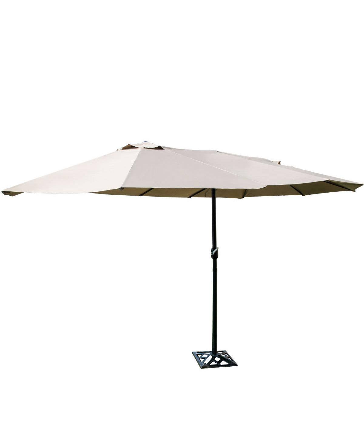 Costway 15' Market Outdoor Umbrella Double-Sided Twin Patio Umbrella with Crank Beige
