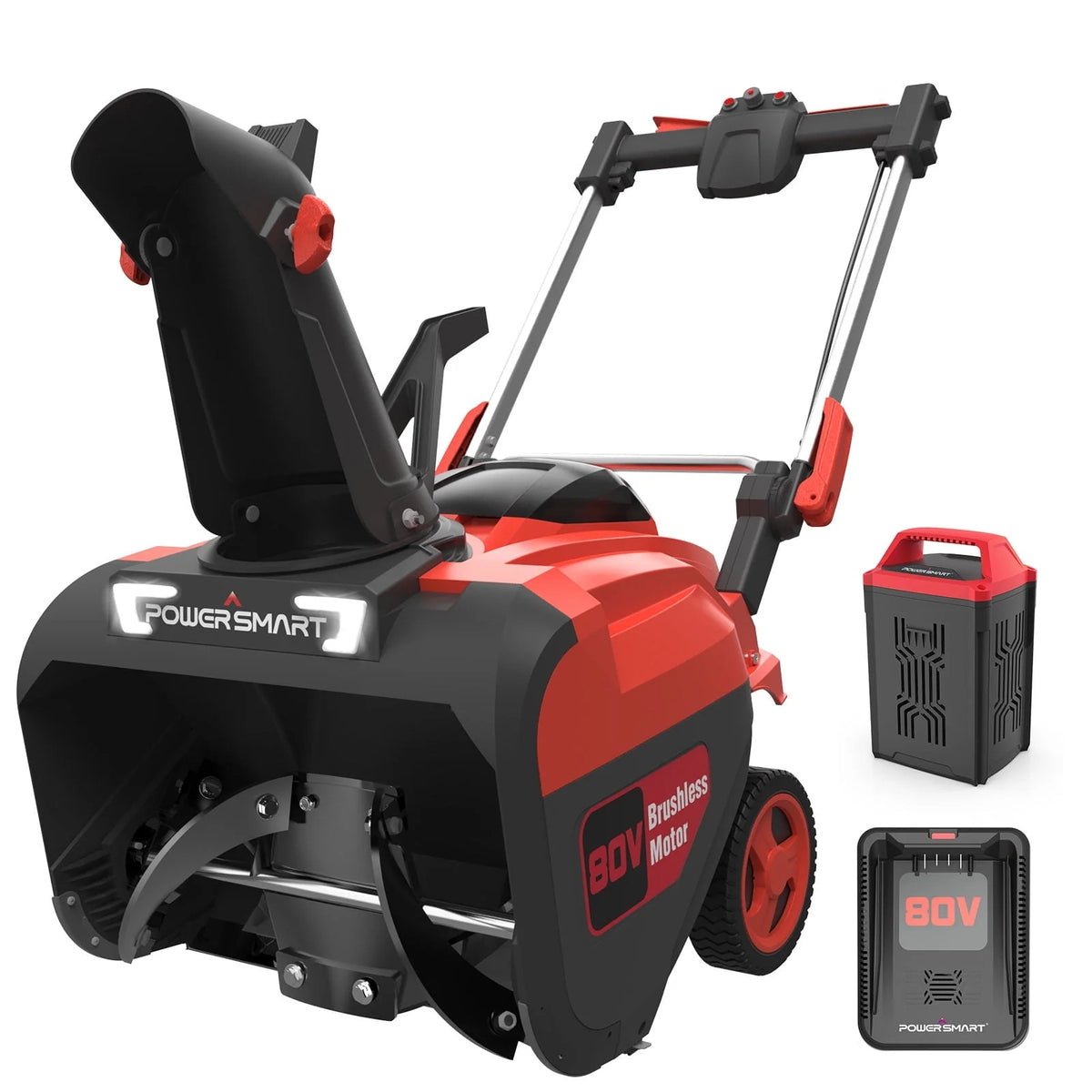 Powersmart 21" 80V Cordless Snow Blower, 6.0ah Battery Powered Snow Thrower, DB2801RW - 3P1
