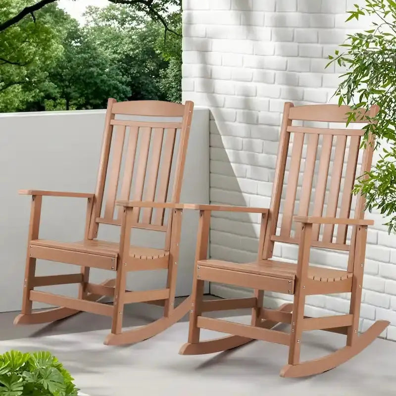 Vrakae All-Weather High-Back Rocking Chair Set â€?Two-Piece Outdoor Seating