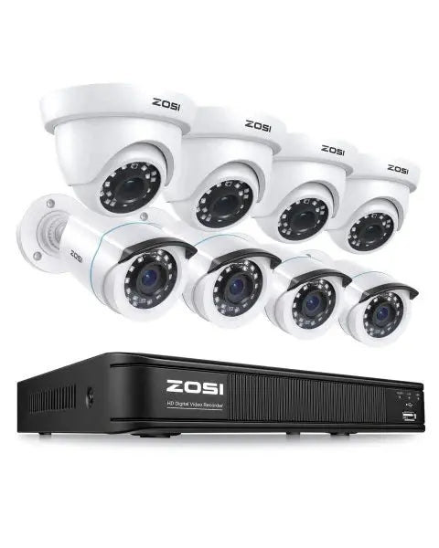 ZOSI 8-Channel 720p DVR Security Camera System â€?1280TVL HD Weatherproof CCTV Kit