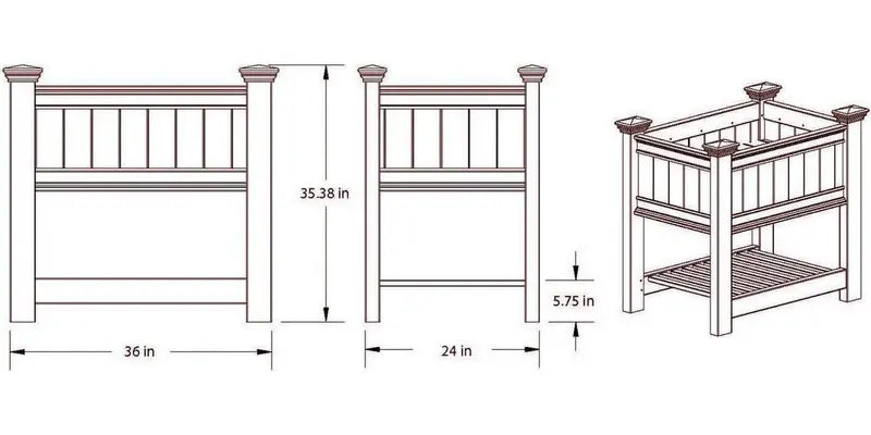 Vita Classic Cambridge Raised Garden Planter â€?White Vinyl, 38″x24″x36â€? BPA-Free, Includes Floor Boards & 20-Year Warranty