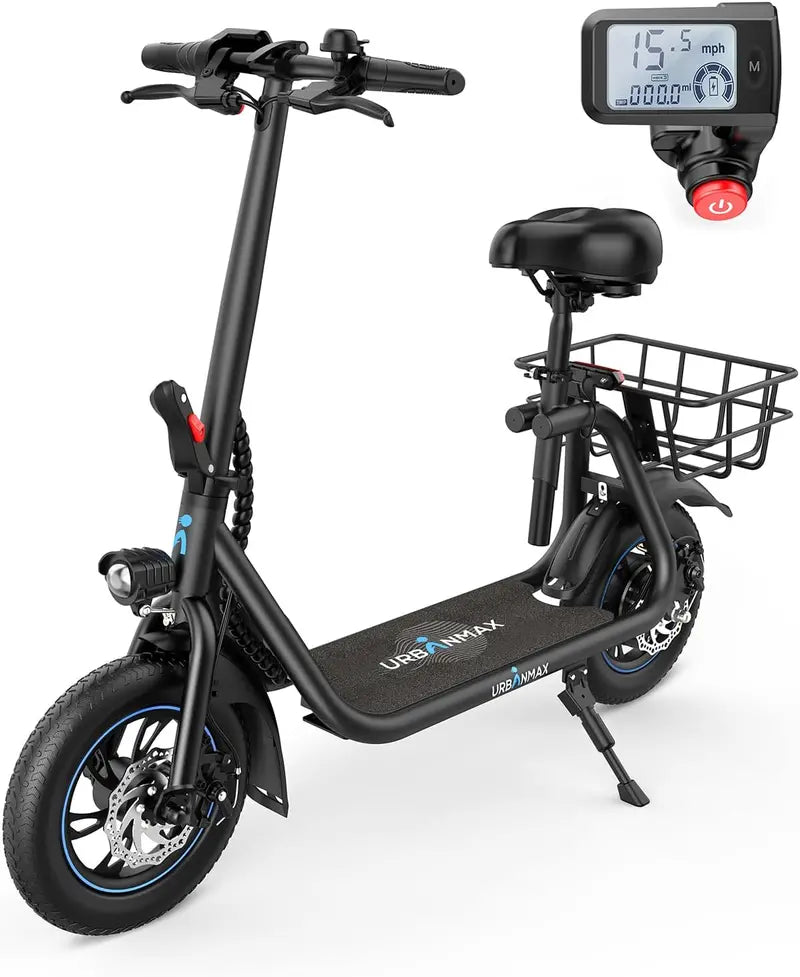 URBANMAX C1 Foldable Electric Scooter with Comfort Seat â€?450W Motor, 22-Mile Range