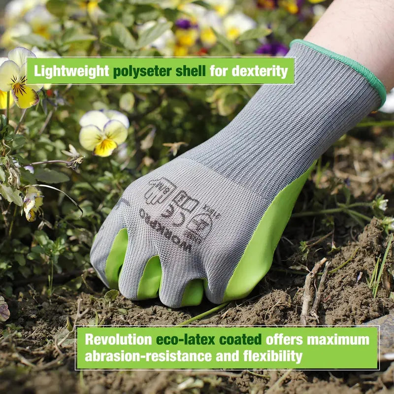 WORKPRO Garden Work Gloves â€?6 Pairs with Eco-Friendly Latex Palm Coating
