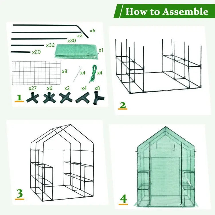 Spacious 56-Inch Walk-In Garden Greenhouse with Observation Windows