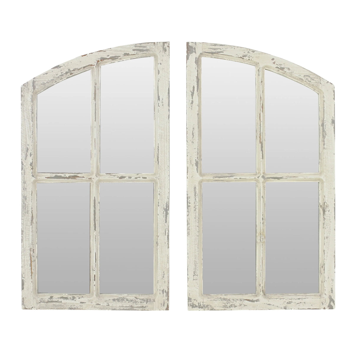 Jolene Arch Window Pane Mirrors Off - White 27" x 15" (Set of 2) by Aspire